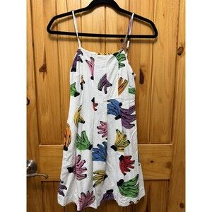 Farm Rio Women’s Mini Dress Multi-Colored Banana Print Sz Small Linen Blend